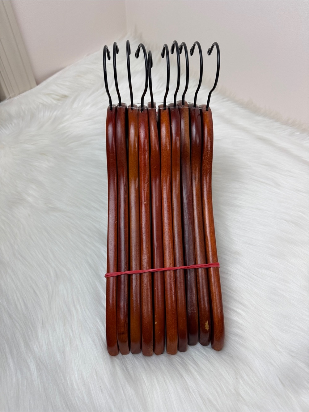 Brookstone Premium Wooden Suit Hangers in Mahogany  - Set of 10